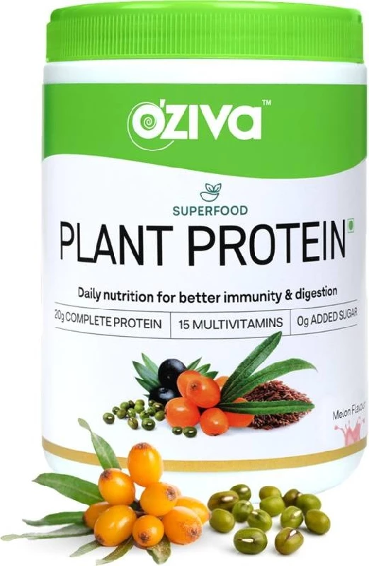 Oziva Superfood Plant Protein for Better Digestion,Melon Plant-Based Protein, 250 g-1.webp